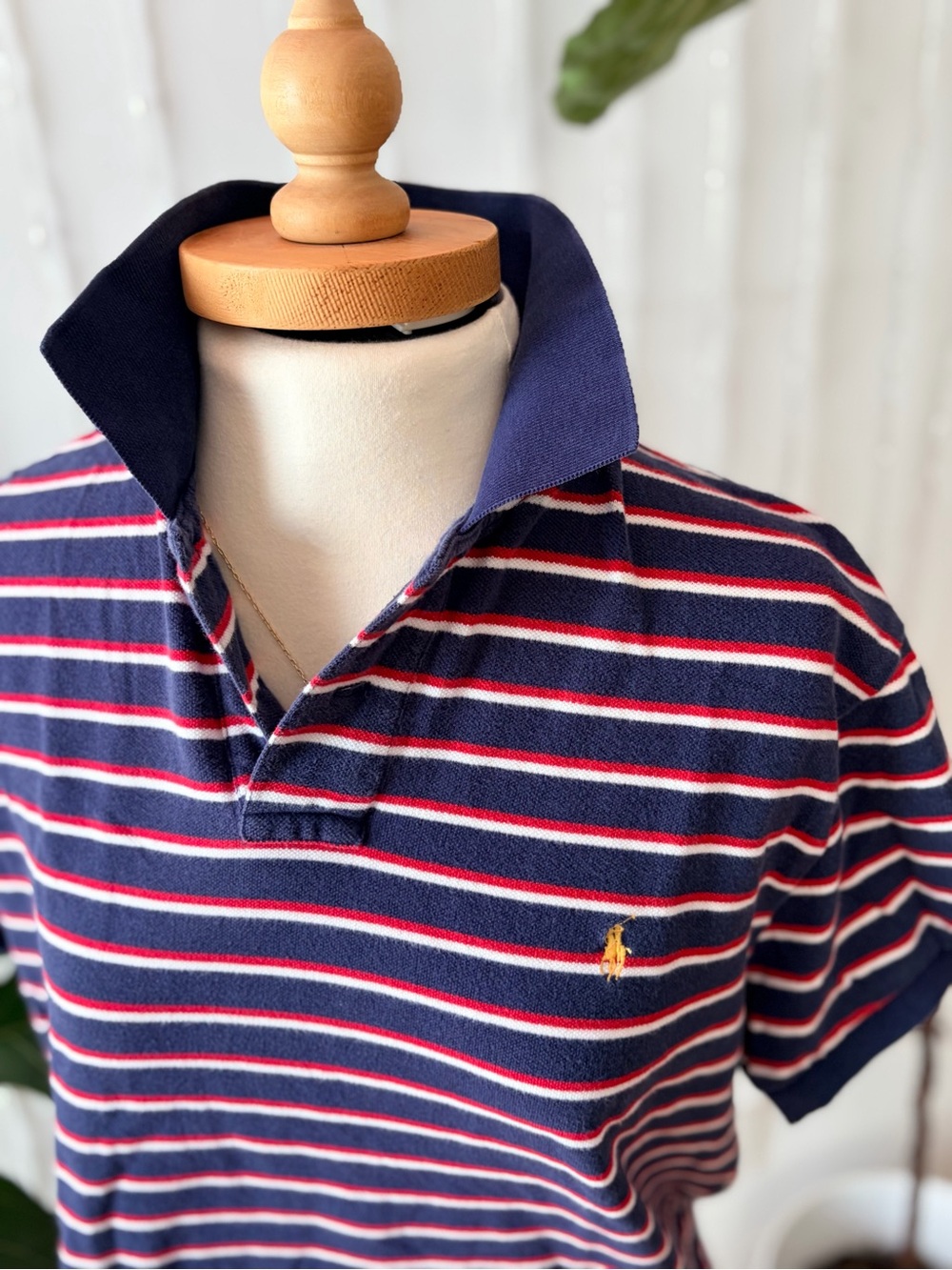 Vintage 90s Polo Ralph Lauren Blue Striped Polo | Women’s Rugby-Inspired Prep